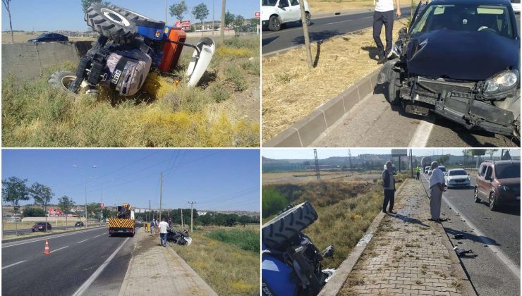 Silvan Yolunda Otomobil ile Traktör Çarpıştı