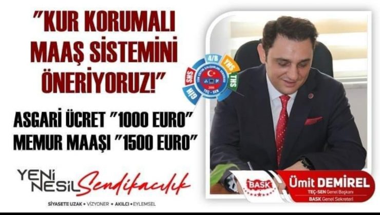 TEÇ-SEN DEN MAAŞLAR İLE İLGİLİ ÖNERİ