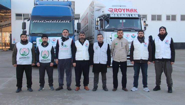 Suriyeli depremzedeler için Diyarbakır’dan yardım tırları yola çıktı