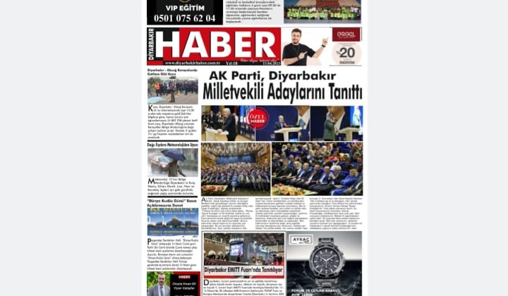 📌13 Nisan Perşembe Diyarbakır Haber Gazetesi “Milletvekili Adaylarını Tanıttı” Manşetiyle okurlarıyla buluşuyor