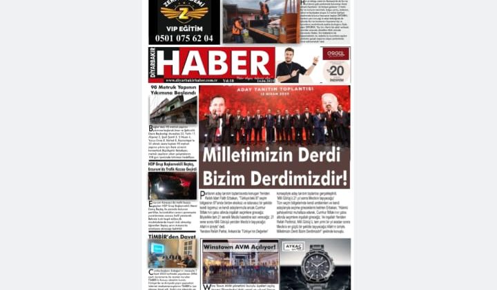📌 14 Nisan Cuma Diyarbakır Haber Gazetesi “Milletimizin Derdi Bizim Derdimizdir!” Manşetiyle okurlarıyla buluşuyor