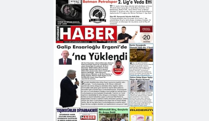 📌 22 Mayıs Pazartesi  Diyarbakır Haber Gazetesi “Kılıçdaroğlu’na Yüklendi” Manşetiyle okurlarıyla buluşuyor