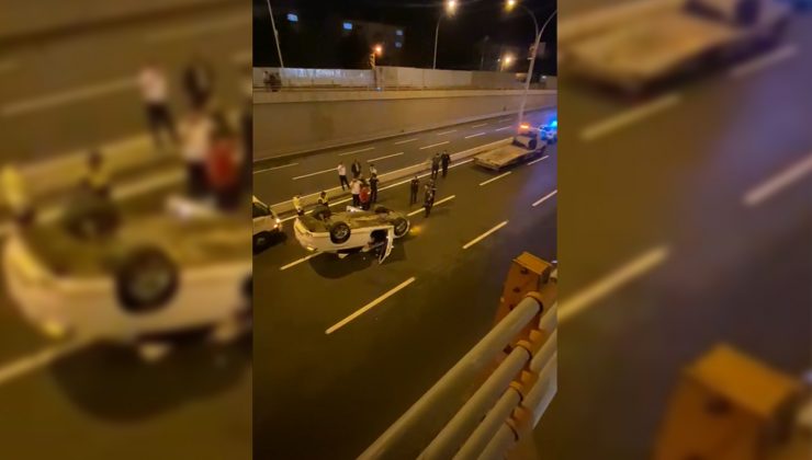 Kantar Kavşağında Otomobil Takla Attı: 2 Yaralı