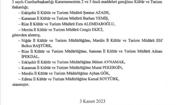Kültür ve Turizm Müdürleri değişti