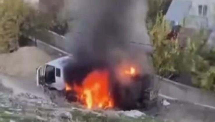 Park halindeki akaryakıt yüklü tanker alev aldı