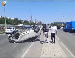 Kontrolden Çıkan Otomobil Takla Attı