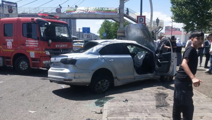Diyarbakır’da Takla Atan Araçta Sıkışan Şahıs, Zorlukla Kurtarıldı
