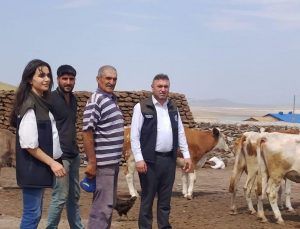 Ziraat Odası Başkanı Özcan Müçük, çiftçilerin sorunlarını yerinde dinliyor