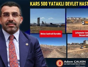 Kars 500 Yataklı Devlet Hastanesi şantiyesinde beton santrali kuruldu