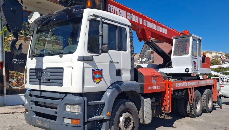 Beypazarı Şoförler Odası’ndan üyelere vinç hizmeti