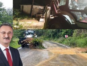 Şalpazarı genelinde şiddetli yağışlar heyelanlara neden oldu