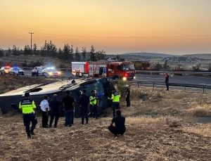 Suruç’ta kaza: Yolcu otobüsü yan yattı