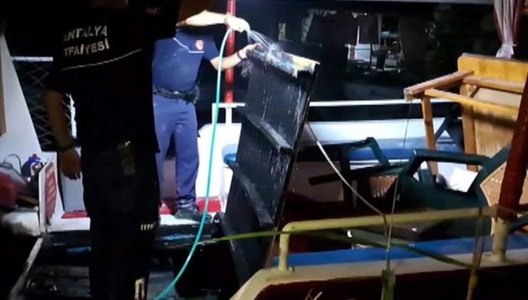Serik’te balıkçı teknesinde yangın paniği