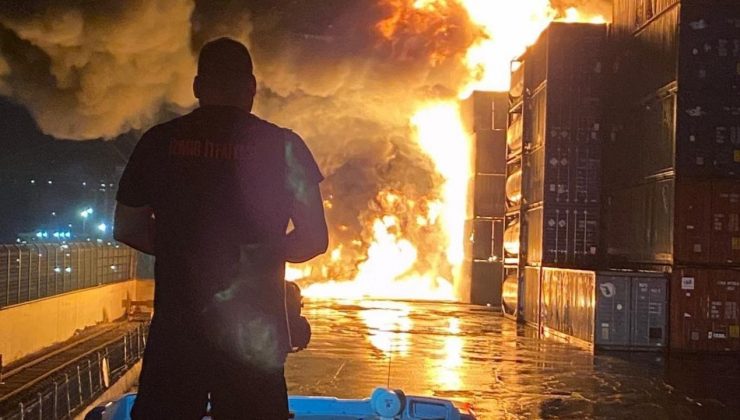 Aliağa Nemport Limanı’nda konteyner yangını