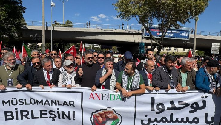 Ankara’da Gazze kararlılık yürüyüşü başladı