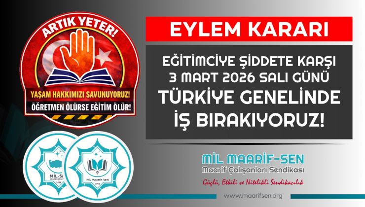 Eğitimde Şiddete Dur Demek İçin İş Bırakıyoruz!