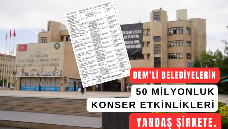 DEM’Lİ BELEDİYELERİN “50 MİLYONLUK KONSER ETKİNLİKLERİ” YANDAŞ ŞİRKETE.